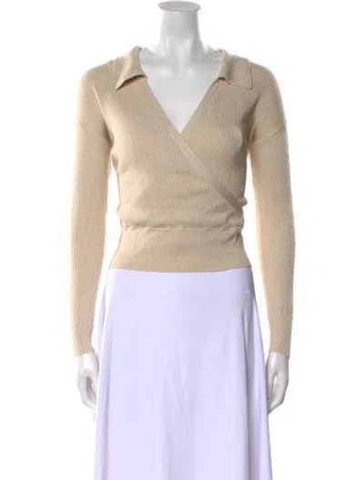Pre-owned L'agence Long Sleeve Crop Top W/ Tags In Neutral