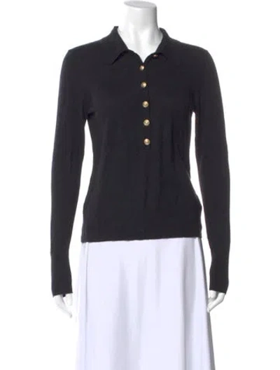 Pre-owned L'agence Long Sleeve Polo In Black