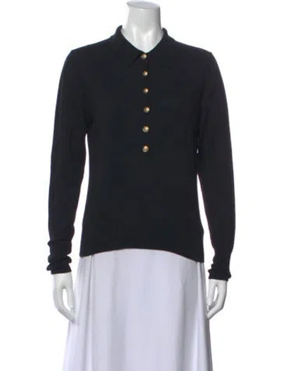 Pre-owned L'agence Long Sleeve Polo In Black