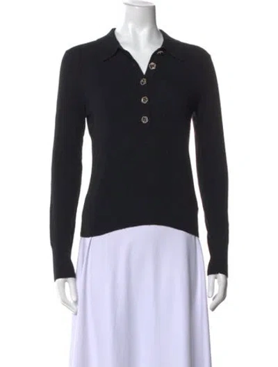 Pre-owned L'agence Long Sleeve Polo In Black