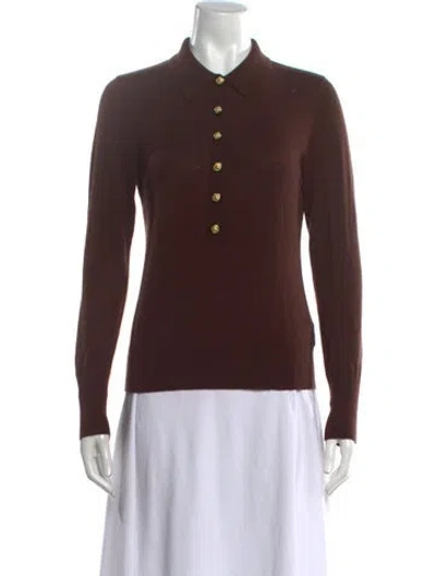 Pre-owned L'agence Long Sleeve Polo In Brown