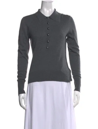 Pre-owned L'agence Long Sleeve Polo In Grey