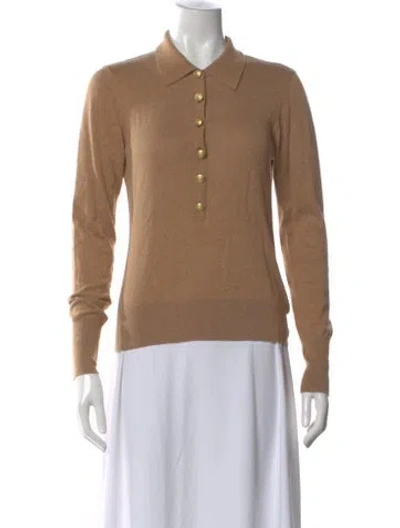 Pre-owned L'agence Long Sleeve Polo In Neutral