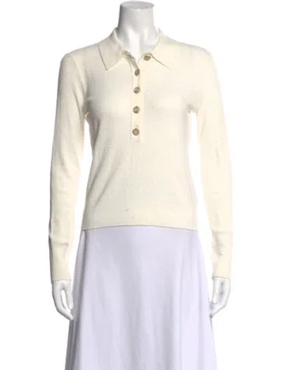 Pre-owned L'agence Long Sleeve Polo In Neutrals
