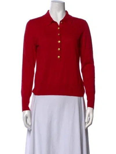 Pre-owned L'agence Long Sleeve Polo In Red