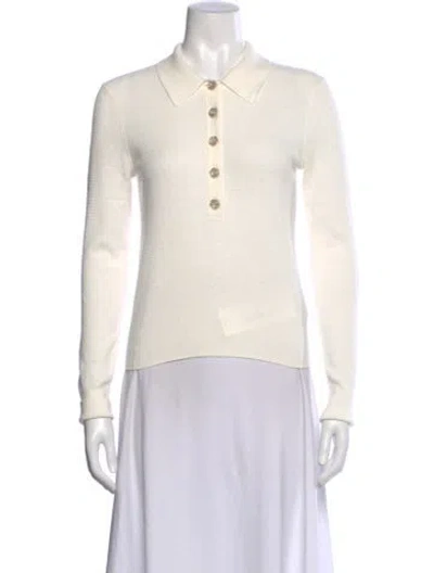 Pre-owned L'agence Long Sleeve Polo In White