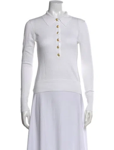 Pre-owned L'agence Long Sleeve Polo In White