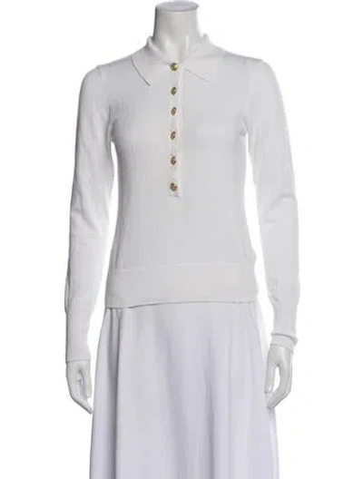 Pre-owned L'agence Long Sleeve Polo In White
