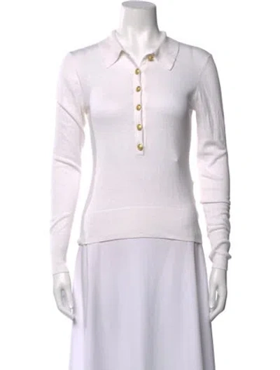 Pre-owned L'agence Long Sleeve Polo In White