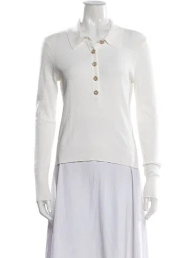 Pre-owned L'agence Long Sleeve Polo In White
