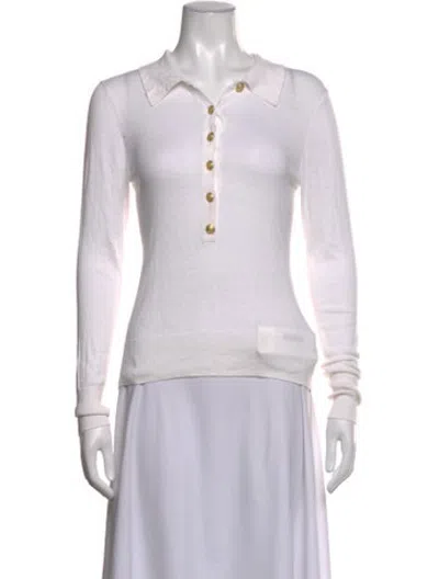 Pre-owned L'agence Long Sleeve Polo In White