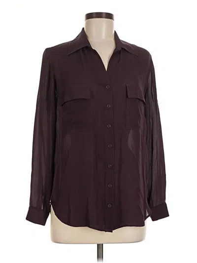 Pre-owned L'agence Long Sleeve Silk Top Burgundy Square Neckline Tops