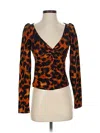 L'agence Long Sleeve Top Orange Sweetheart Neckline Tops In Animal Print