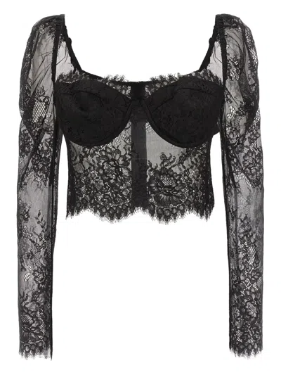 L'agence Lori Floral-lace Top In Black