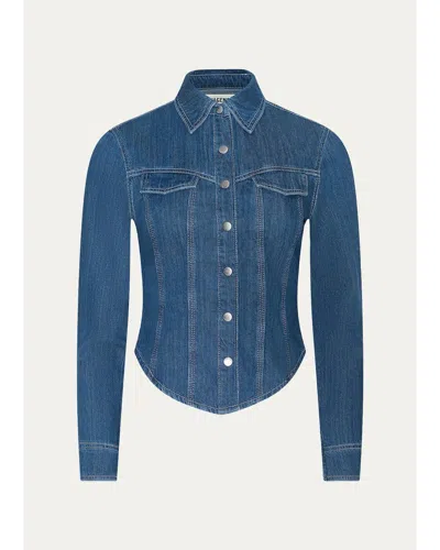 L'agence Louis Fitted Denim Shirt In Blue