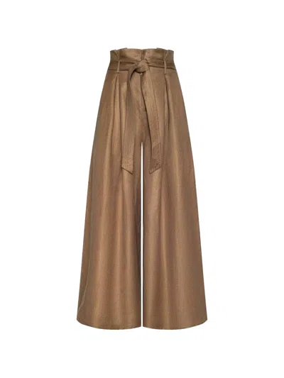 L'agence Lowen Belted Palazzo Pants In Brown