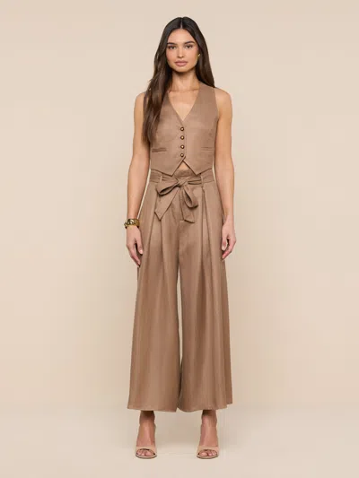 L'agence Lowen Linen-blend Pant In Brown