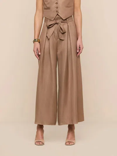 L'agence Lowen Wide Cropped Leg Pant In Barley In Brown
