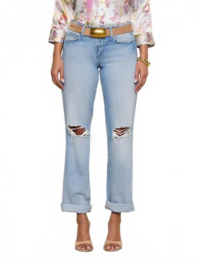 L'agence Low-rise Slouch Jeans In Fontana Destruct In Blue