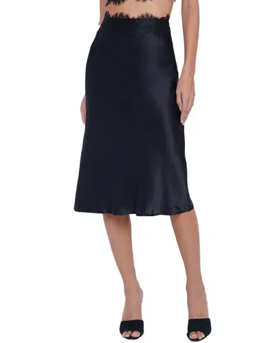 L'agence Loyal Lace Trim Silk Skirt In Black
