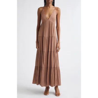 L'agence Lua Tiered Maxi Sundress In Brown