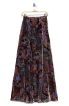 L'agence Luca Burnout Velvet Full Maxi Skirt In Purple