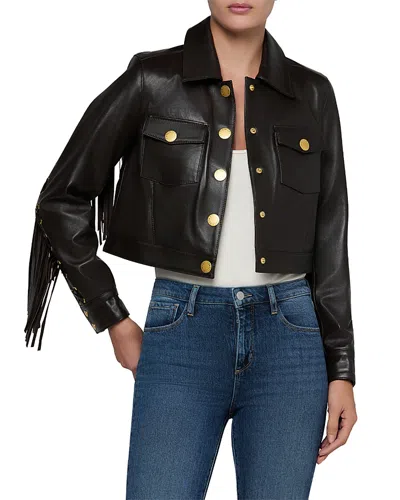 L'agence Luci Leather Fringe Jacket In Black