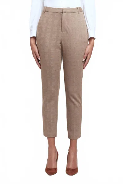 L'agence Ludivine High Rise Trouser In Honey/ginger Plaid In Brown