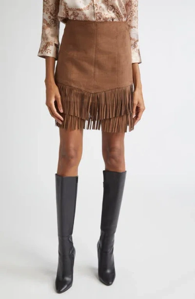 L'agence Lyle Vegan Suede Mini Skirt In Carafe Brown In Multi
