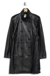 L'agence Lyon Leather Military Coat In Black