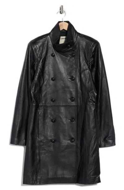 L'agence Lyon Leather Military Coat In Black