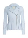 L'agence Lyric Peplum Leather Biker Jacket In Multi