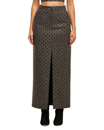 L'agence Maceline Polka Dot High Waisted Maxi Skirt In Brown