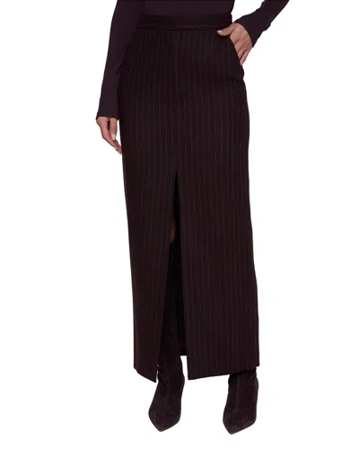 L'agence Maceline Wool-blend Maxi Skirt In Mtpi-malbec Twill Pinstripe