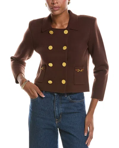 L'agence Madilyn Double Breasted Knit Jkt In Brown