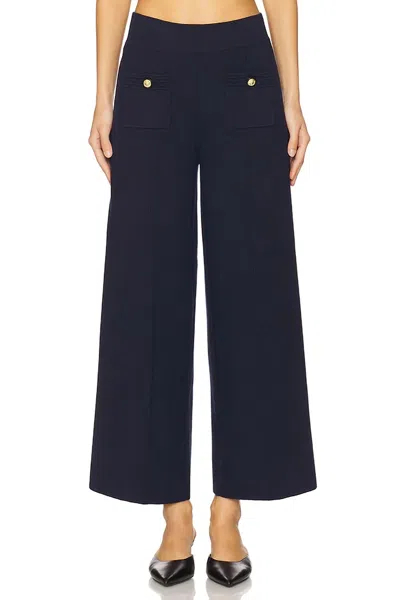 L'agence Madrid Wide Leg Knit Pants In Midnight Gold In Blue