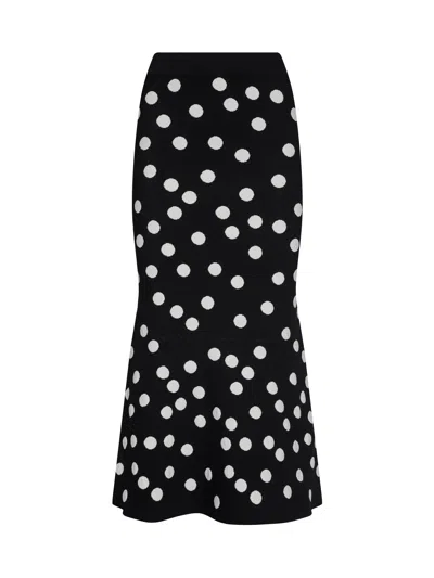 L'agence Mae Polka Dot Flare Skirt In Black