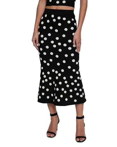 L'agence Mae Polka Dot Flare Skirt In Black