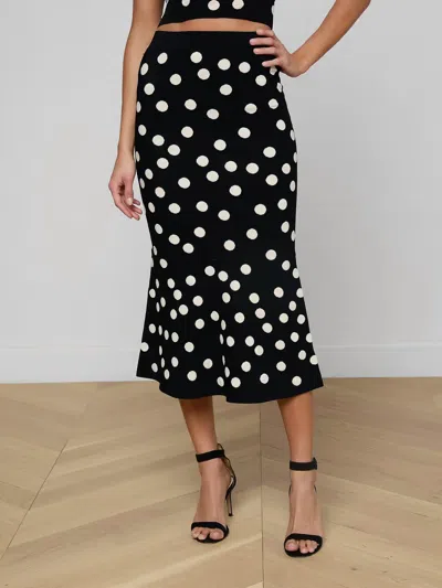 L'agence Mae Polka Dot Skirt In Black
