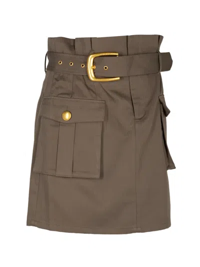L'agence Maelis Belted Mini Skirt In Brown