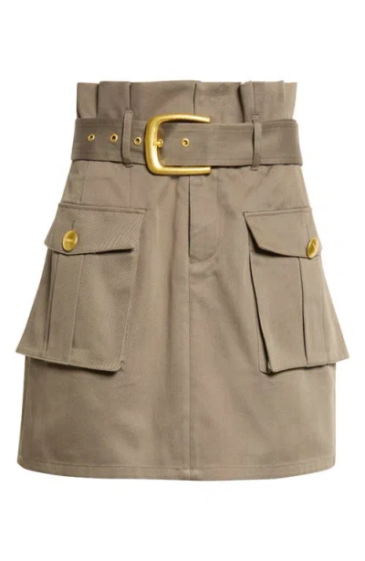 L'agence Maelis High Rise Paperbag Cargo Miniskirt In Green