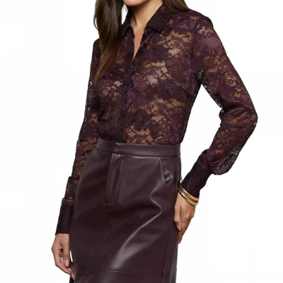 L'agence Maia Floral Lace Blouse In Burgundy In White
