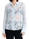 L'agence Maia Lace Button Down Blouse In Ice Water In Multi