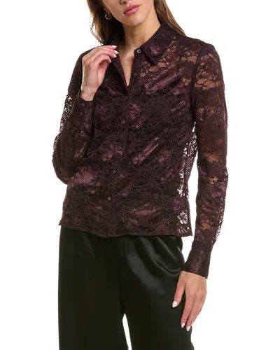 L'agence Maia Lace Button-down Blouse In Red