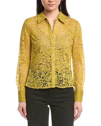 L'agence Maia Lace Button-down Blouse In Yellow
