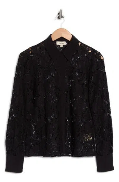 L'agence Maia Lace Button-down Shirt In Black