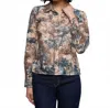L'agence Maia Printed Lace Blouse In Tan Multi Western Toile In Multi