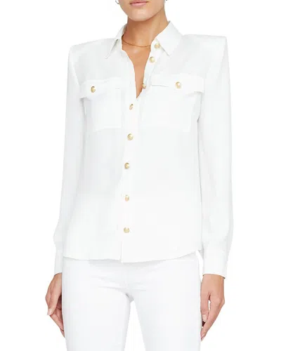 L'agence Maisy Shoulder Pad Blouse In White