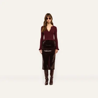 L'agence Makena Sequin Pencil Skirt In Dark Espresso