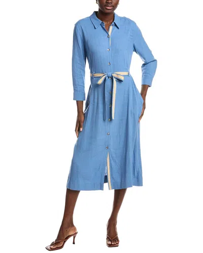 L'agence Malika Linen-blend Midi Shirt Dress In Blue